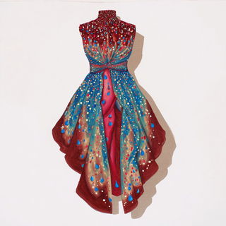 Marrowink style, Midjourney V7: haute-couture fashion outfit