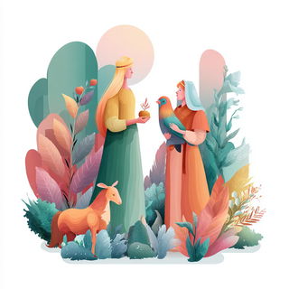 Coralteal Papercosmos style, Midjourney V7: retro fairy-tale illustration