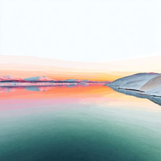 Coralteal Papercosmos style, Midjourney V7: realistic landscape photograph of quiet dawn