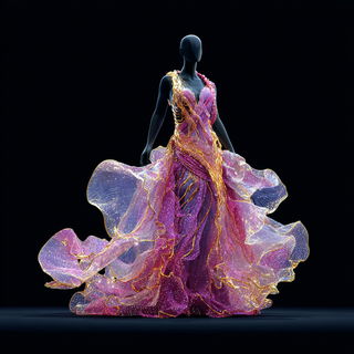 Crystaferric style, Midjourney V7: haute-couture fashion outfit