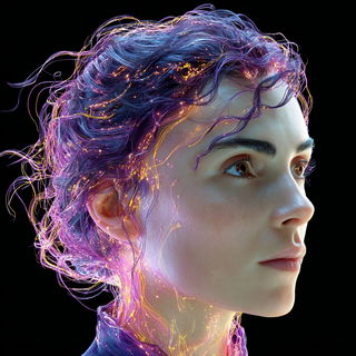Crystaferric style, Midjourney V7: photographic portrait of female protagonist
