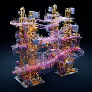 Crystaferric style, Midjourney V7: technical infrastructure blueprint schematics