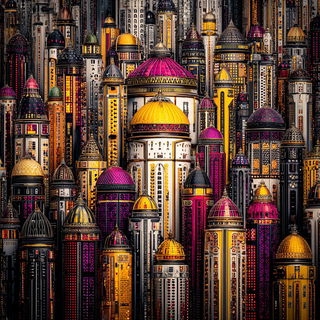 Chronobrocade style, Midjourney V7: megacity with futuristic bioarchitecture