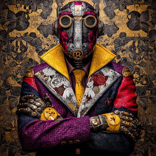 Chronobrocade style, Midjourney V7: concept art character design of retropunk steam knight