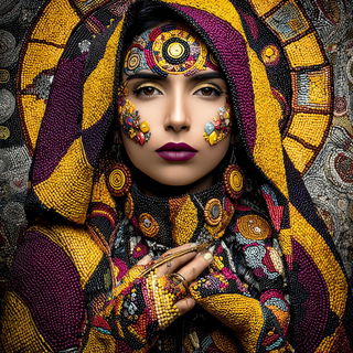 Chronobrocade style, Midjourney V7: traditional folk art