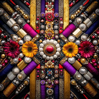 Chronobrocade style, Midjourney V7: creative pattern composition