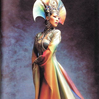 Diffusionalism style, Midjourney V7: haute-couture fashion outfit