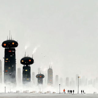 Ashbone Childscale style, Midjourney V7: megacity with futuristic bioarchitecture
