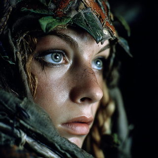 Stonewash Colossica style, Midjourney V7: photographic portrait of female protagonist