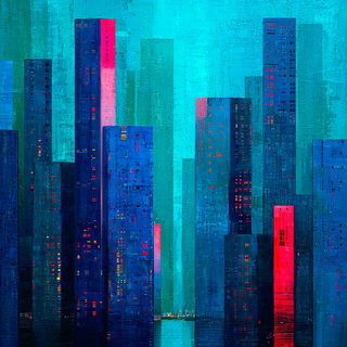 Gesticubism style, Midjourney V7: megacity with futuristic bioarchitecture
