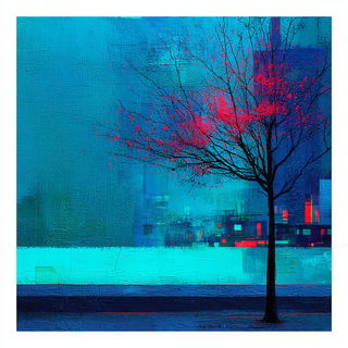 Gesticubism style, Midjourney V7: realistic landscape photograph of quiet dawn