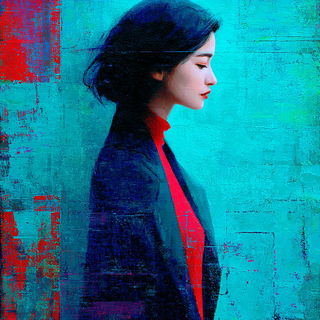 Gesticubism style, Midjourney V7: photographic portrait of female protagonist