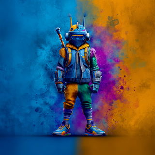 Splattergouache style, Midjourney V7: concept art character design of retropunk steam knight