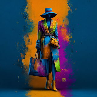 Splattergouache style, Midjourney V7: haute-couture fashion outfit