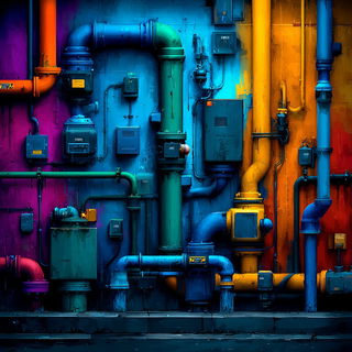 Splattergouache style, Midjourney V7: technical infrastructure blueprint schematics