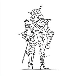 Ink Compass style, Midjourney V7: concept art character design of retropunk steam knight