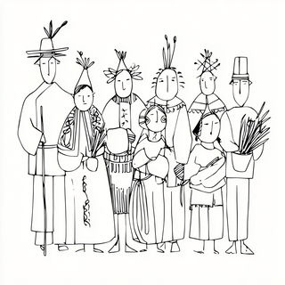 Ink Compass style, Midjourney V7: traditional folk art