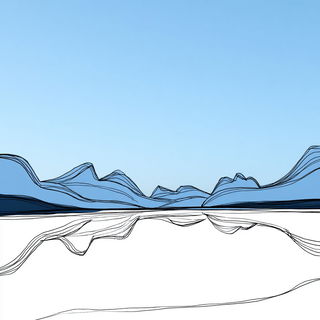 Ink Compass style, Midjourney V7: realistic landscape photograph of quiet dawn