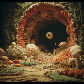 Cinderfold Bookworks style, Midjourney V7: abstract 3D render