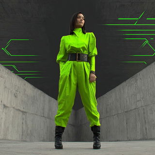 Raincut Protocol style, Midjourney V7: haute-couture fashion outfit