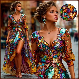 Vesperpane style, Midjourney V7: haute-couture fashion outfit