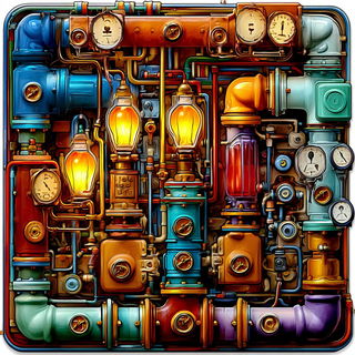 Vesperpane style, Midjourney V7: technical infrastructure blueprint schematics