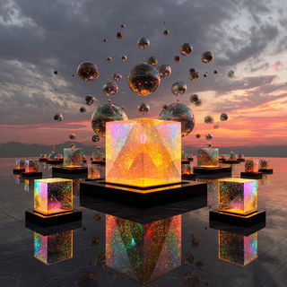 Stratified Mirrorcut style, Midjourney V7: creative pattern composition