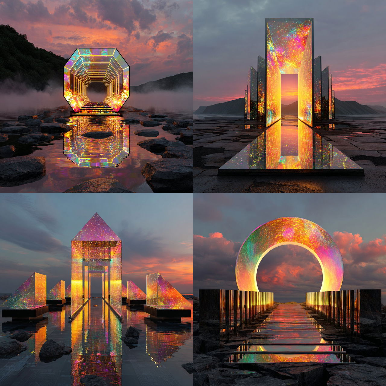 Stratified Mirrorcut style, Midjourney V7, render 1 of 4