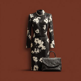 Lampfall Occultation style, Midjourney V7: haute-couture fashion outfit