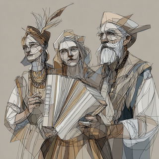 Stairhorn style, Midjourney V7: traditional folk art