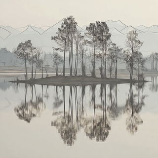 Stairhorn style, Midjourney V7: realistic landscape photograph of quiet dawn
