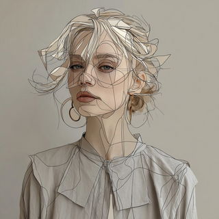 Stairhorn style, Midjourney V7: photographic portrait of female protagonist