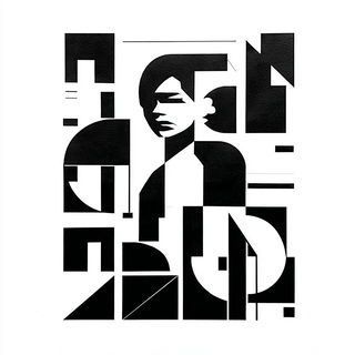 Linocut Geometry style, Midjourney V7: black-and-white manga comic strip