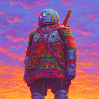 Fauveglow style, Midjourney V7: concept art character design of retropunk steam knight