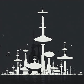 Silhouette Cantilever style, Midjourney V7: megacity with futuristic bioarchitecture