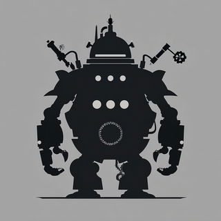 Silhouette Cantilever style, Midjourney V7: concept art character design of retropunk steam knight