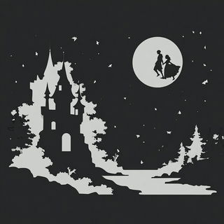 Silhouette Cantilever style, Midjourney V7: retro fairy-tale illustration