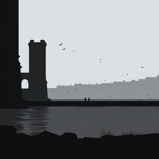 Silhouette Cantilever style, Midjourney V7: realistic landscape photograph of quiet dawn