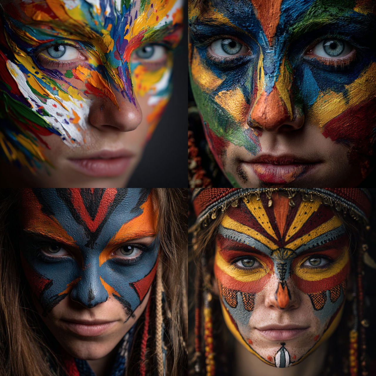 Facepaint style, Midjourney V7, render 1 of 4