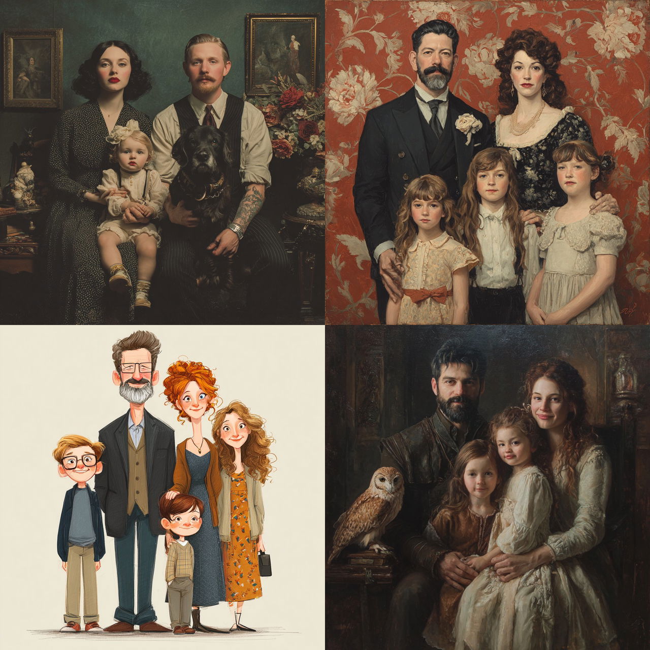 Family portrait style, Midjourney V7, render 1 of 4