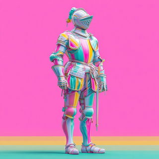 Marbleonirica style, Midjourney V7: concept art character design of retropunk steam knight