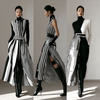 Forgegrid style, Midjourney V7: haute-couture fashion outfit
