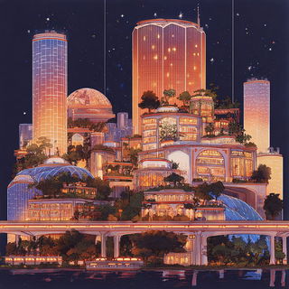 Botanarchic style, Midjourney V7: megacity with futuristic bioarchitecture