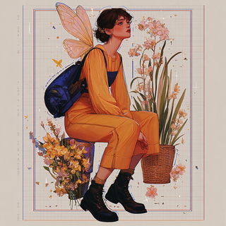 Botanarchic style, Midjourney V7: retro fairy-tale illustration