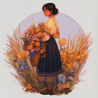 Botanarchic style, Midjourney V7: traditional folk art