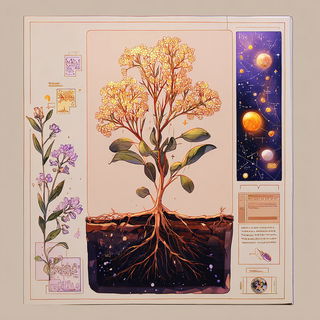 Botanarchic style, Midjourney V7: editorial illustration for popular scientific magazine cover