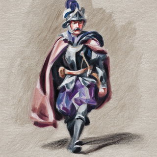 Mauvecollar style, Midjourney V7: concept art character design of retropunk steam knight