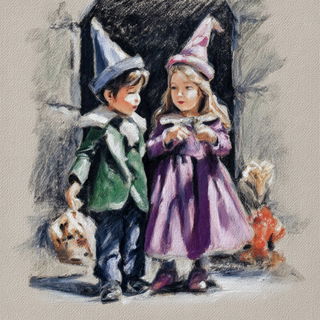 Mauvecollar style, Midjourney V7: retro fairy-tale illustration