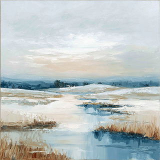 Weathercell style, Midjourney V7: realistic landscape photograph of quiet dawn