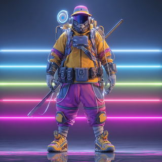 Neonhortic style, Midjourney V7: concept art character design of retropunk steam knight